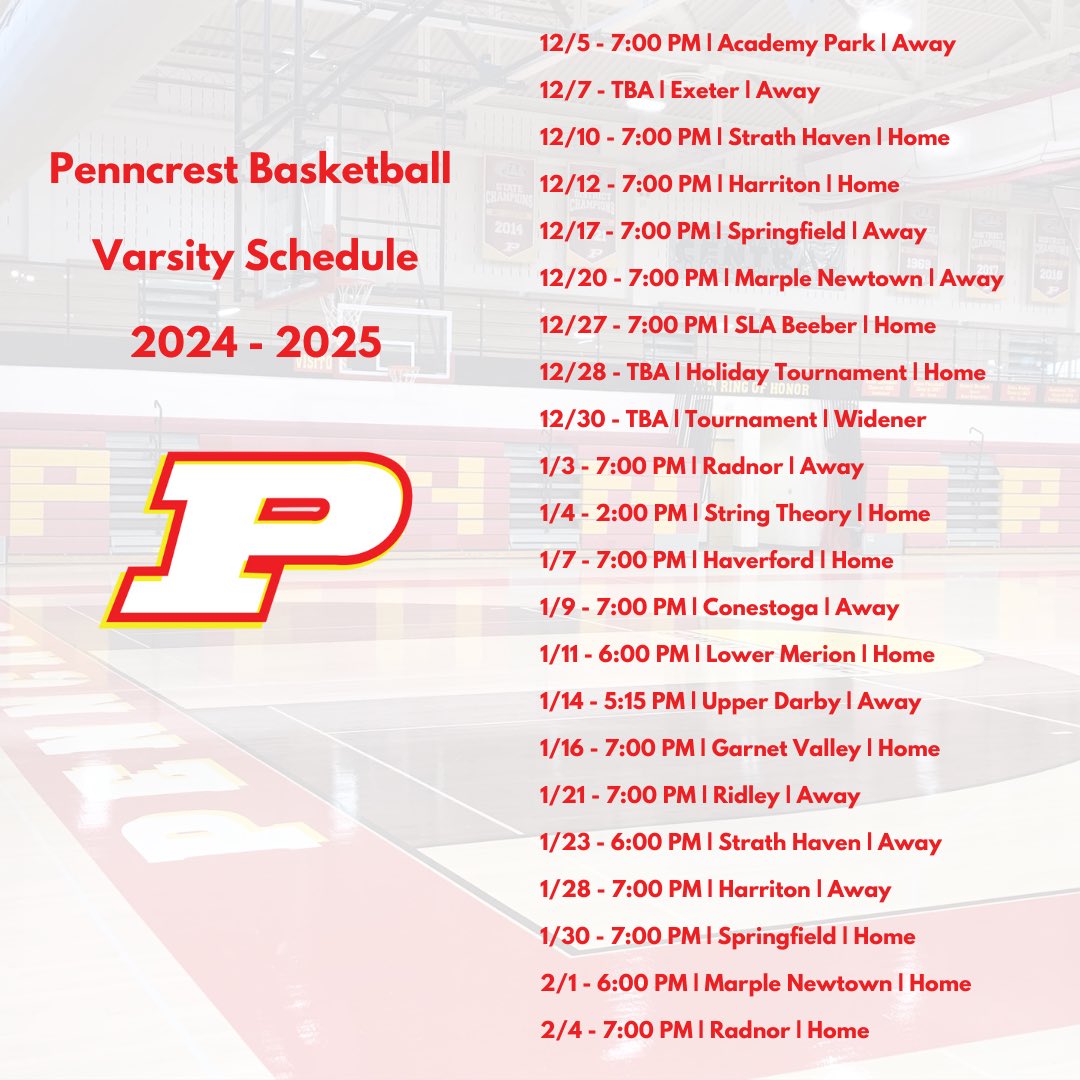2024 - 2025 Schedule