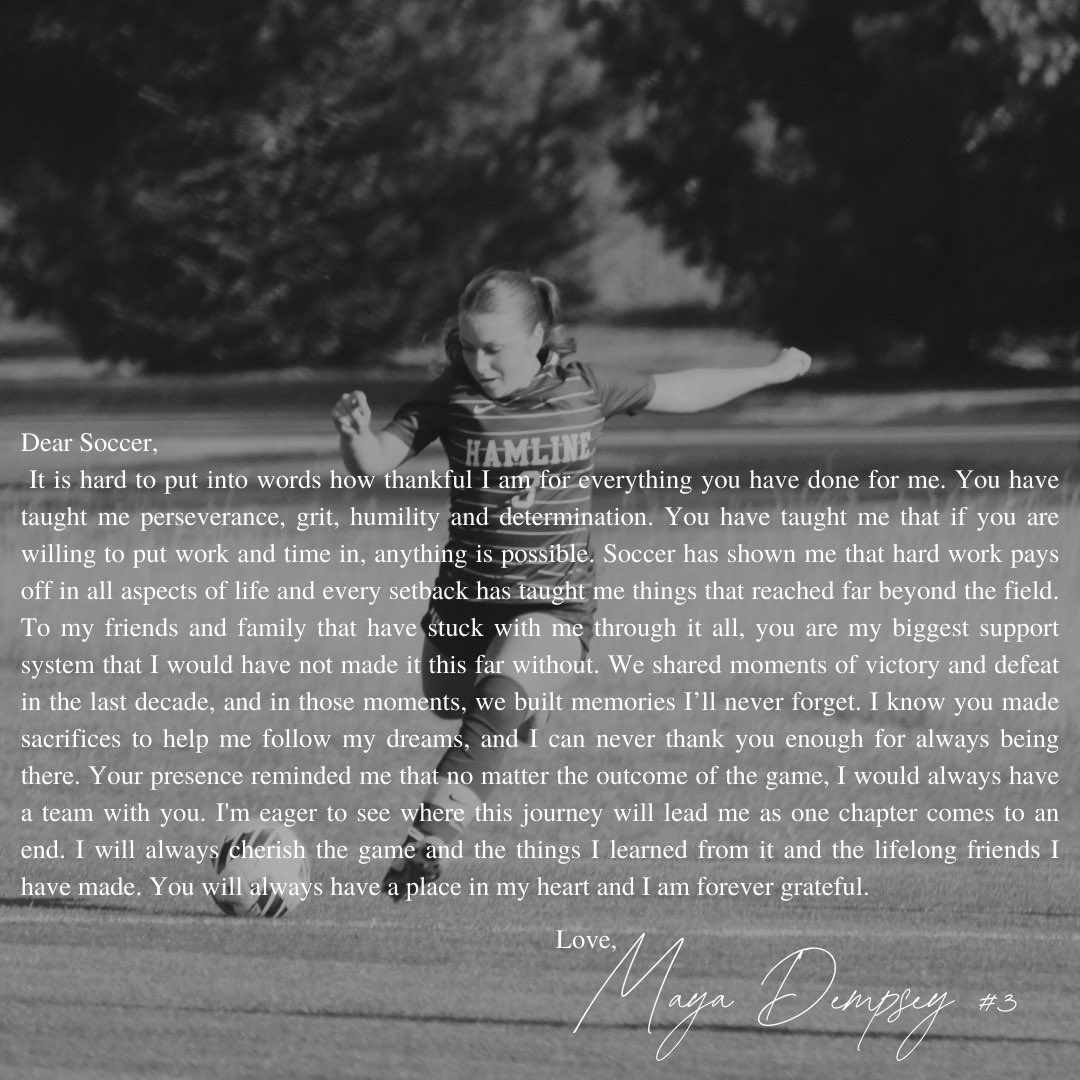 HamlineWSoccer's tweet image. First up, Blaine Minnesota’s very own Maya Dempsey
