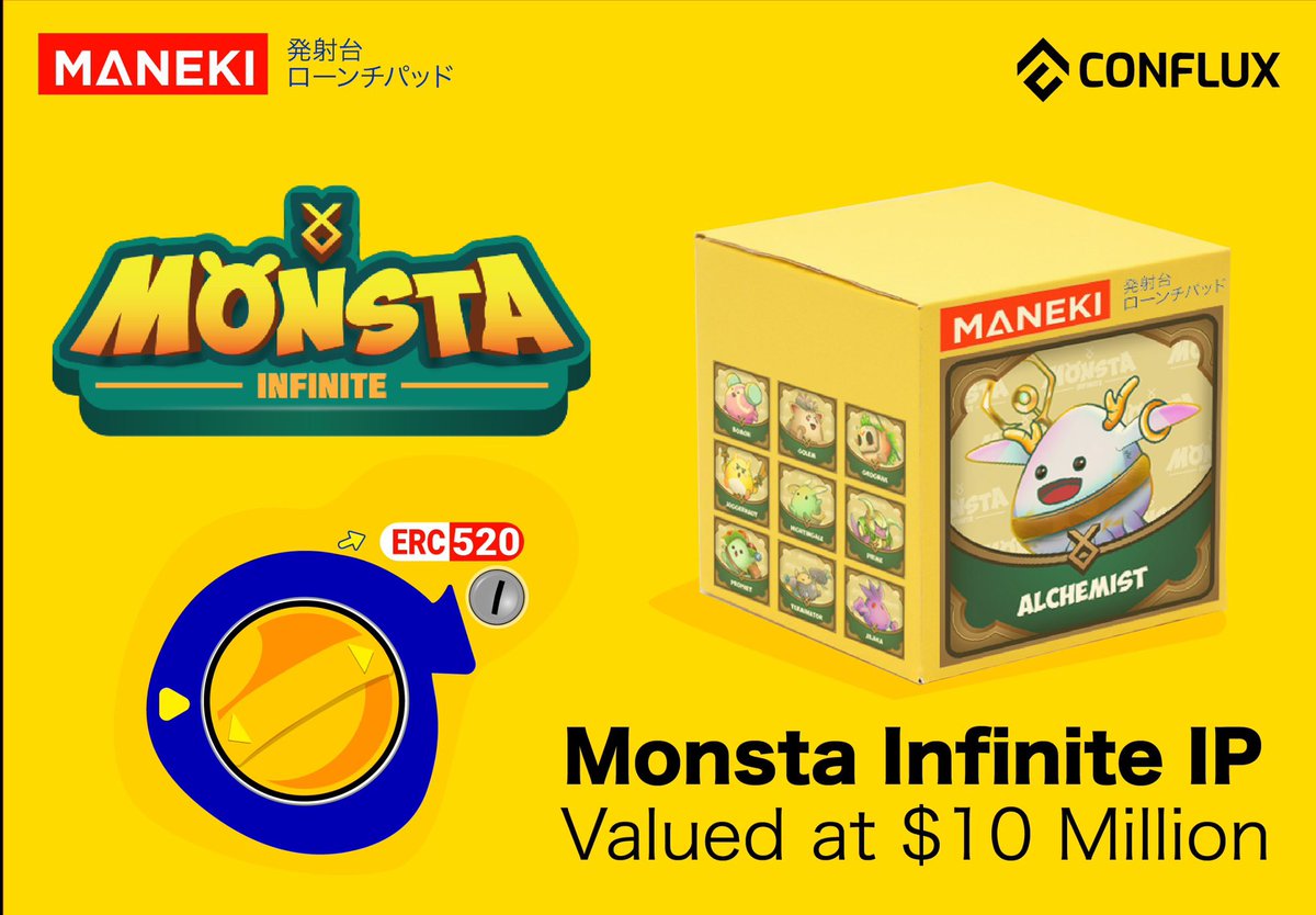 Maneki-Meow (@manekimeoworg) on Twitter photo 🌟 Wow! MONSTA-IP Monsta_Infinite has been successfully chosen as the flagship launch with ERC520 on the <a href="/Conflux_Network/">Conflux Network Official</a>!
🎉 This exceptional IP, backed by a strong valuation, is set to become a leading token on Conflux.
The future is bright—Conflux is on the rise again! 🚀✨ 🌟 Wow! MONSTA-IP Monsta_Infinite has been successfully chosen as the flagship launch with ERC520 on the <a href="/Conflux_Network/">Conflux Network Official</a>!
🎉 This exceptional IP, backed by a strong valuation, is set to become a leading token on Conflux.
The future is bright—Conflux is on the rise again! 🚀✨
