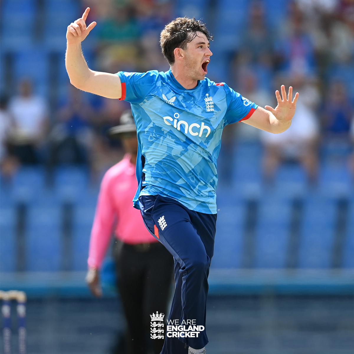 englandcricket's tweet photo. That first England wicket feeling! ☝️ 

Brilliant start by John Turner who has two wickets in his first two overs 🙌 

Match centre: https://t.co/q1eOEABnWo

🌴 #WIvENG 🏴󠁧󠁢󠁥󠁮󠁧󠁿 | #EnglandCricket https://t.co/vuCYKMSS0r