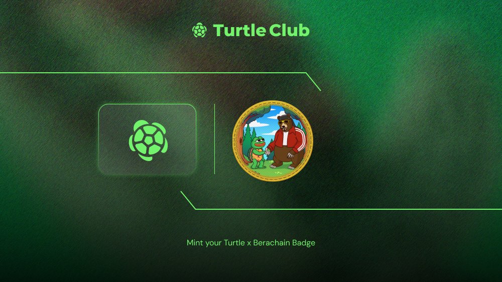 Turtle.Club (🐢,💚) (@turtleclubhouse) on Twitter photo Ooga Booga Turtles 🐻
Turtle Club is coming to <a href="/berachain/">Berachain Foundation 🐻⛓</a>, mint the first Turtle Bera badge with our partners from <a href="/cubquests/">Cub Quests 🐼⛓️</a>.
🔗 cubquests.com/quests Ooga Booga Turtles 🐻
Turtle Club is coming to <a href="/berachain/">Berachain Foundation 🐻⛓</a>, mint the first Turtle Bera badge with our partners from <a href="/cubquests/">Cub Quests 🐼⛓️</a>.
🔗 cubquests.com/quests
