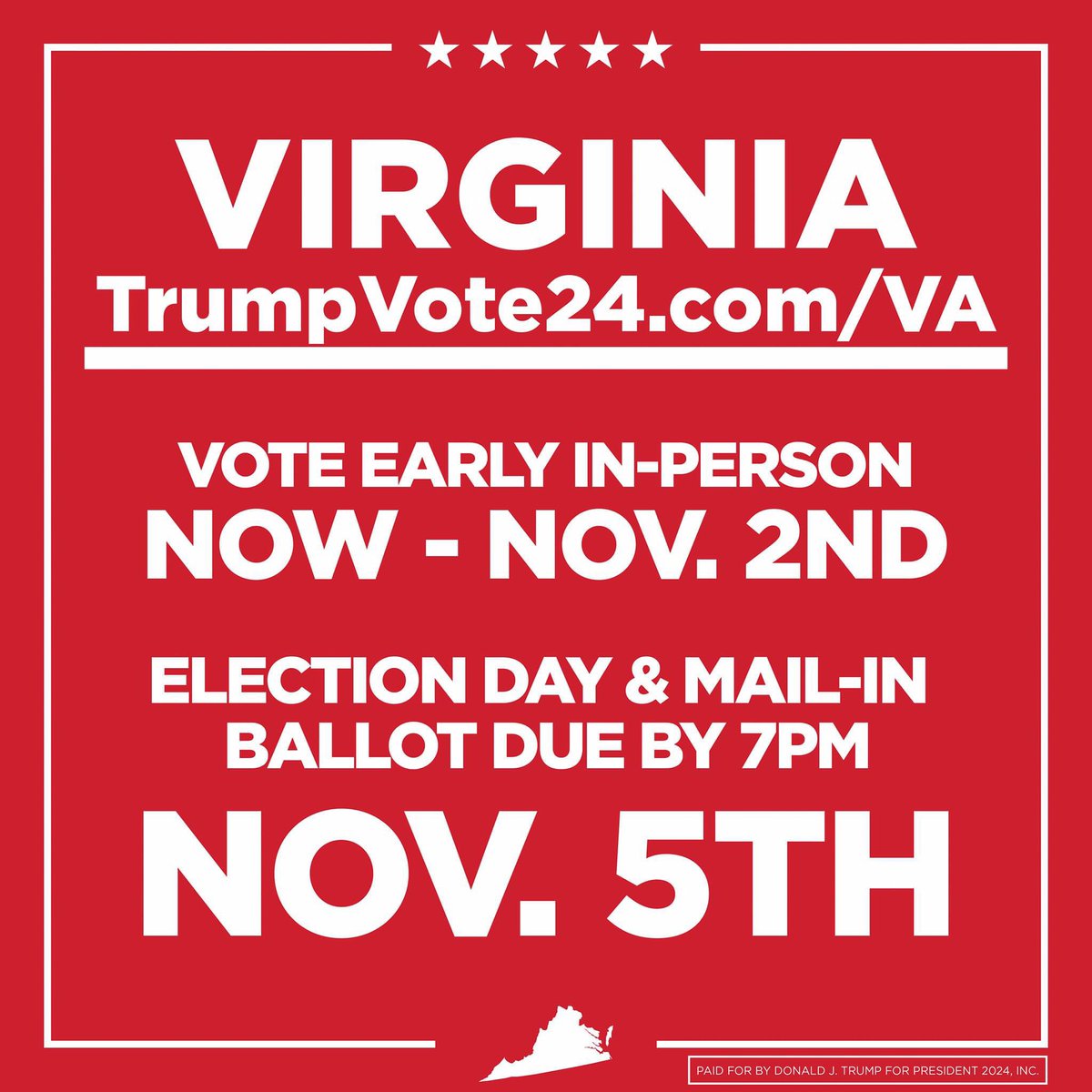 Today is your last day to cast an early in-person ballot for <a href="/realDonaldTrump/">Donald J. Trump</a> and send our Republican candidates to go to work with him.