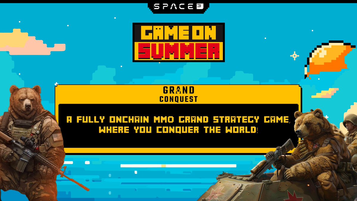 Space3_gg's tweet photo. 🛡️Meet @grandconquest, the bold strategist’s dream, now part of our #GameOnSummer!
#GrandConquest's where your chess moves meet crypto gains, bringing Civilization-level intensity straight to the blockchain.
But what’s in it for you? 👇
(1/4) https://t.co/eBvPhwzIes