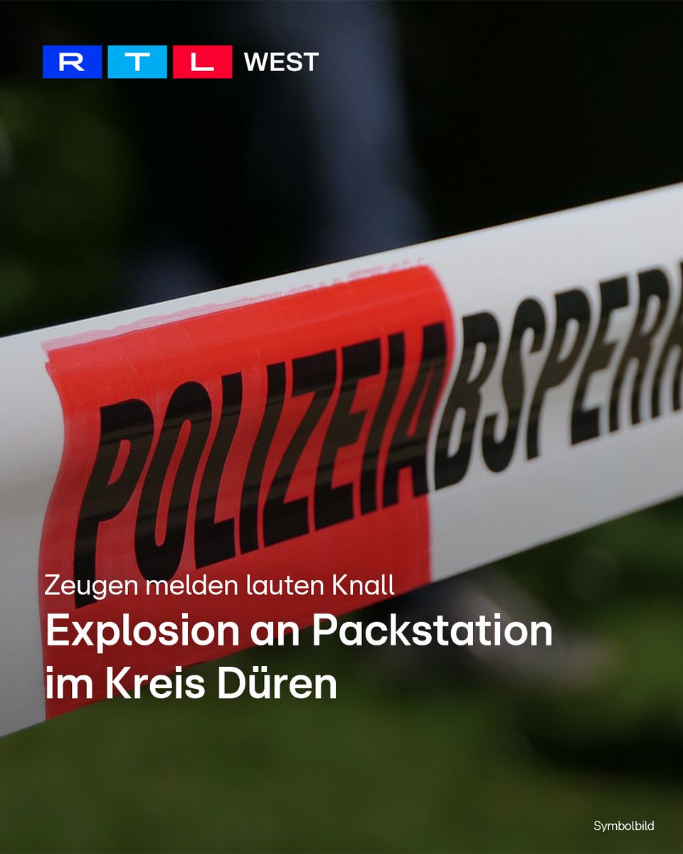 RTLWEST's tweet photo. Zeugen meldeten gegen 04:25 Uhr einen lauten Knall: In der vergangenen Nacht hat es eine #Explosion an einer #Packstation in #Titz im Kreis #Düren gegeben. Mehrere Schließfächer wurden dabei beschädigt. Die Hintergründe sind noch unklar. „Die Packstation steht derzeit nicht für die Nutzung zur Verfügung. DHL wurde diesbezüglich informiert“, erklärt die #Polizei.