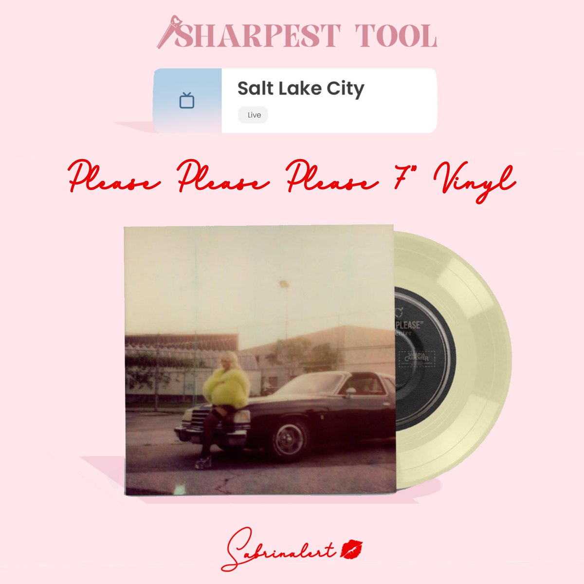 sabrinalert's tweet image. I beg you don’t embarrass me SLC #SharpestTool. 

The game is open for tonight and our winner gets a Please Please Please 7” Vinyl! Entries are open until approximately 8:30pm MST. Good luck!