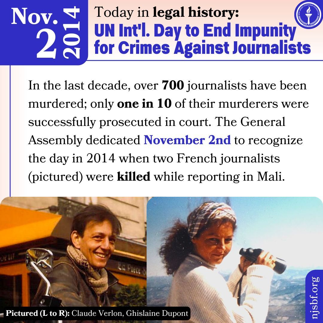 #OnThisDay in 2014, the #UnitedNations International Day to End Impunity for Crimes against Journalists was established.
For educational articles on social justice issues, check out articles from Respect, our diversity and inclusion newsletter: rundown.njsbf.org #Journalism
