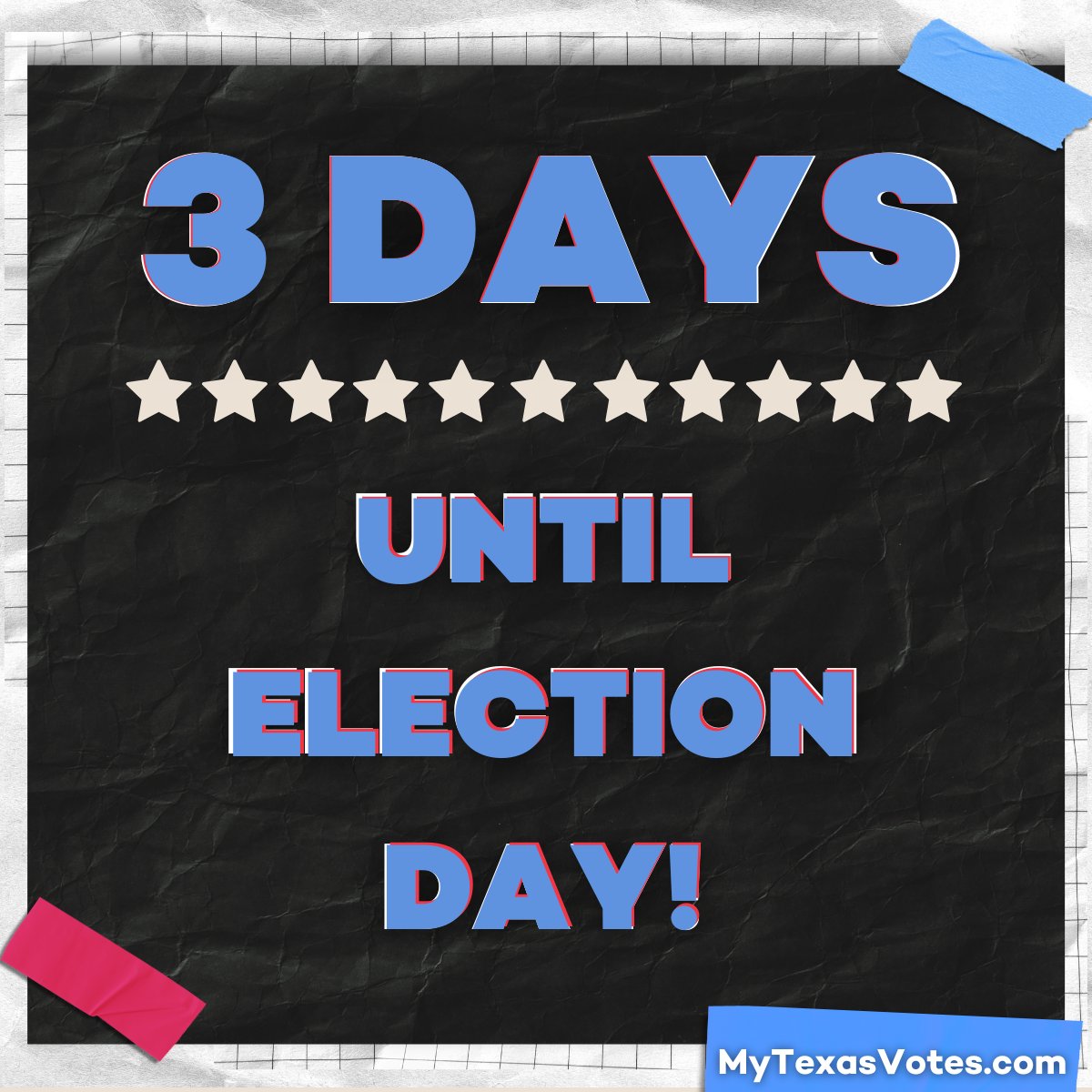 texasdemocrats's tweet photo. ⏰  ONLY 3 days until the fate of our state and nation is decided ⏰

Democracy is on the ballot, and it's up to each and every one of us to protect it. Make your plan to vote NOW. Head to 🗳️ https://t.co/kcE0q1pxWF 🗳️ https://t.co/C0o4wJ8ZBh