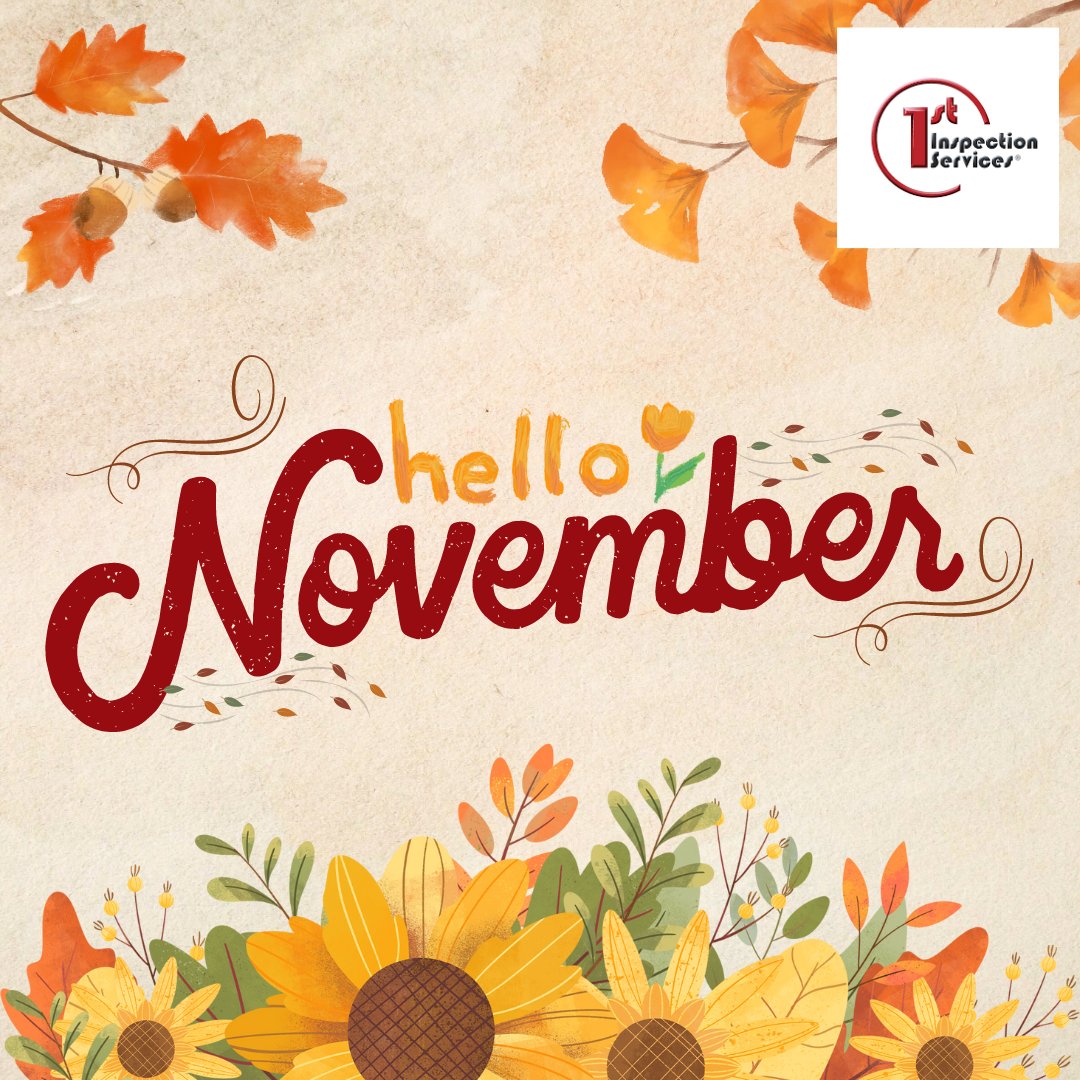 1stInspection's tweet photo. Happy November, everyone! As we embrace the cozy vibes of fall, it’s the perfect time to get your home inspected before the year wraps up. Ensure your space is safe and sound for the winter months ahead. Don’t wait—schedule your inspection today!
#1stInspectionServices... https://t.co/4BeJNbYJ1b