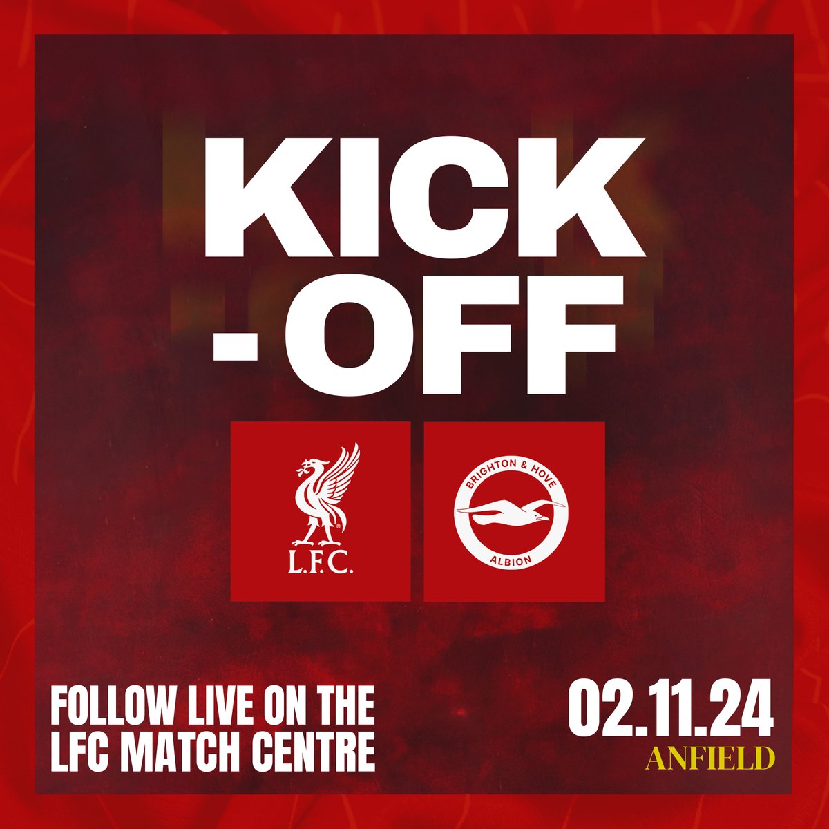 LFC's tweet photo. 1’ - Up the Reds ✊🔴

[0-0] #LIVBHA