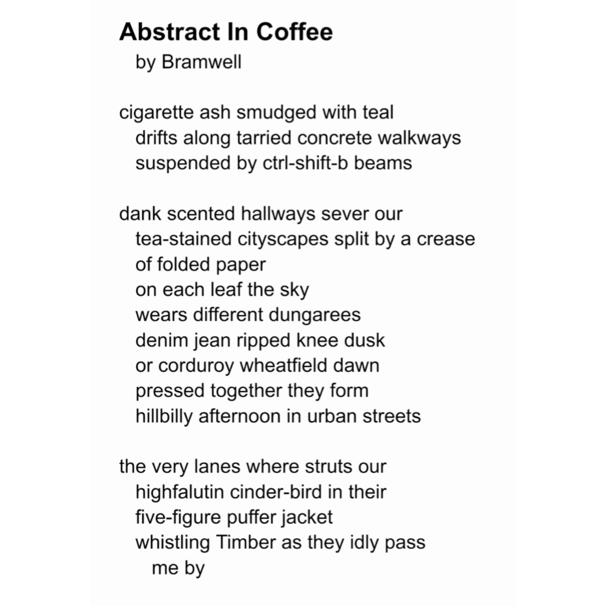 BeeBrutus's tweet photo. A lovely little #coffee poem for a Saturday afternoon https://t.co/6ccxIVHvXk