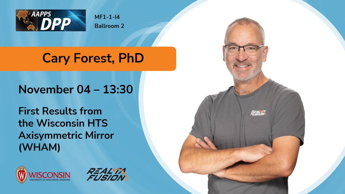 Excitement this week at the 8th Annual #AAPPSDPP2024 in Malacca, Malaysia - a major platform for interdisciplinary sharing of the latest in plasma physics and technology. <a href="/CaryForest/">Cary Forest</a>, <a href="/RealtaFusion/">RealtaFusion</a>'s Co-Founder, CSO &amp; <a href="/UWMadPhysics/">UW-Madison Physics</a> Professor presents “First Results from WHAM”.