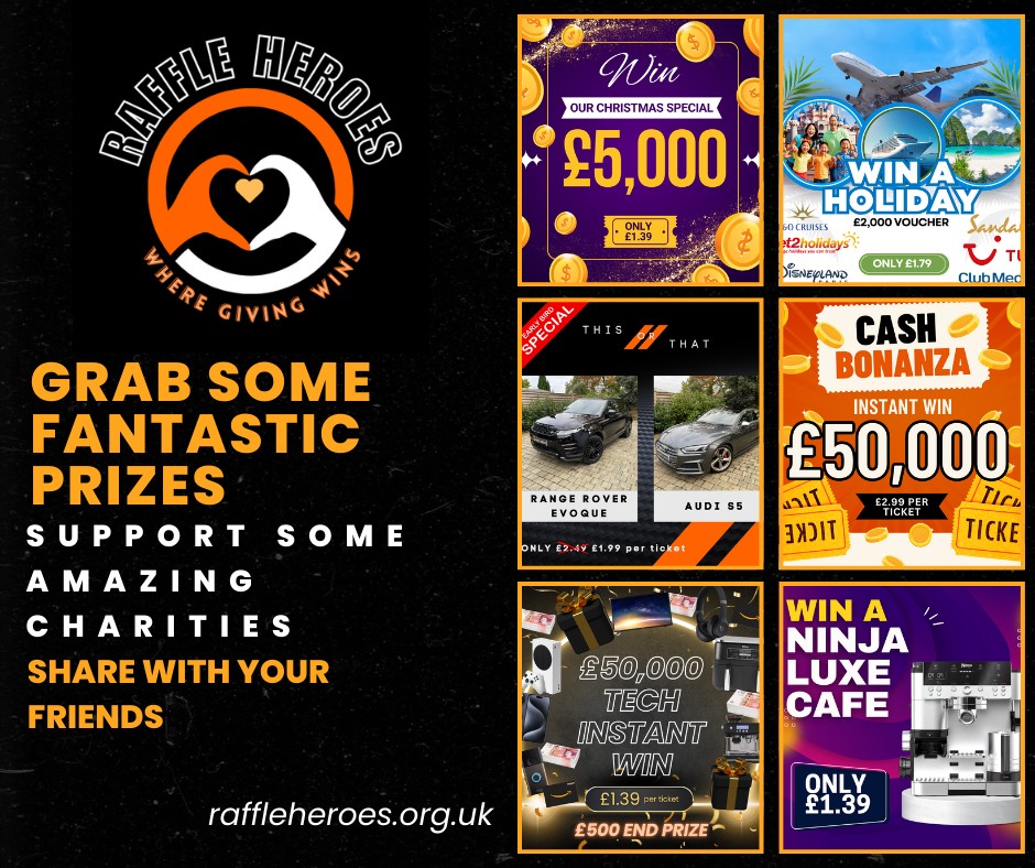 Raffleheroes's tweet photo. Kick off the Festive Season with a Chance to Win &amp; Give Back! 🥳

Head to our website https://t.co/ucsGDCM1M1 to be in for a chance to win some incredible prizes as seen below. 

Don't miss out!🧡 https://t.co/Cqd1gzVTQO