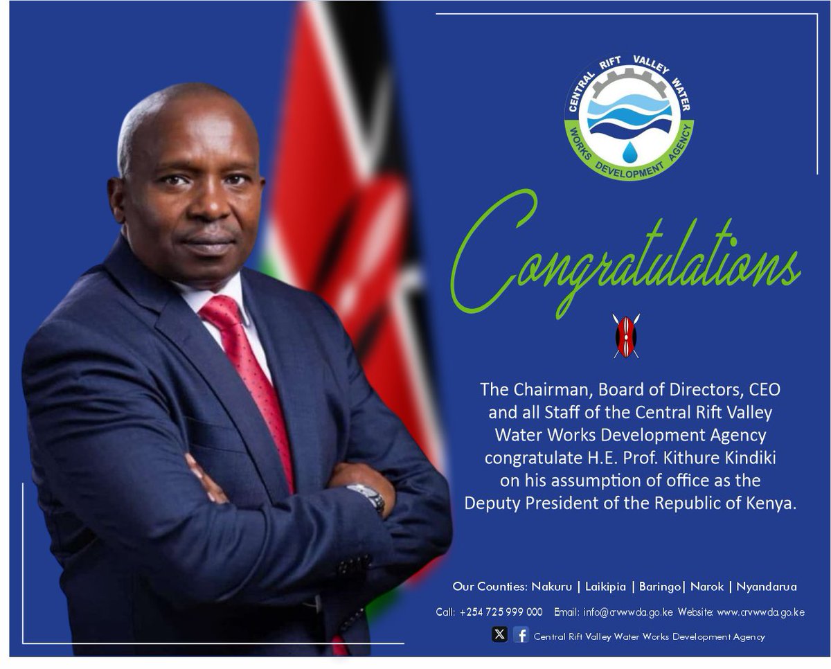 CRVWWDA_'s tweet photo. Congratulations HE Prof. Kithure Kindiki ! https://t.co/z9yNEvNQfN