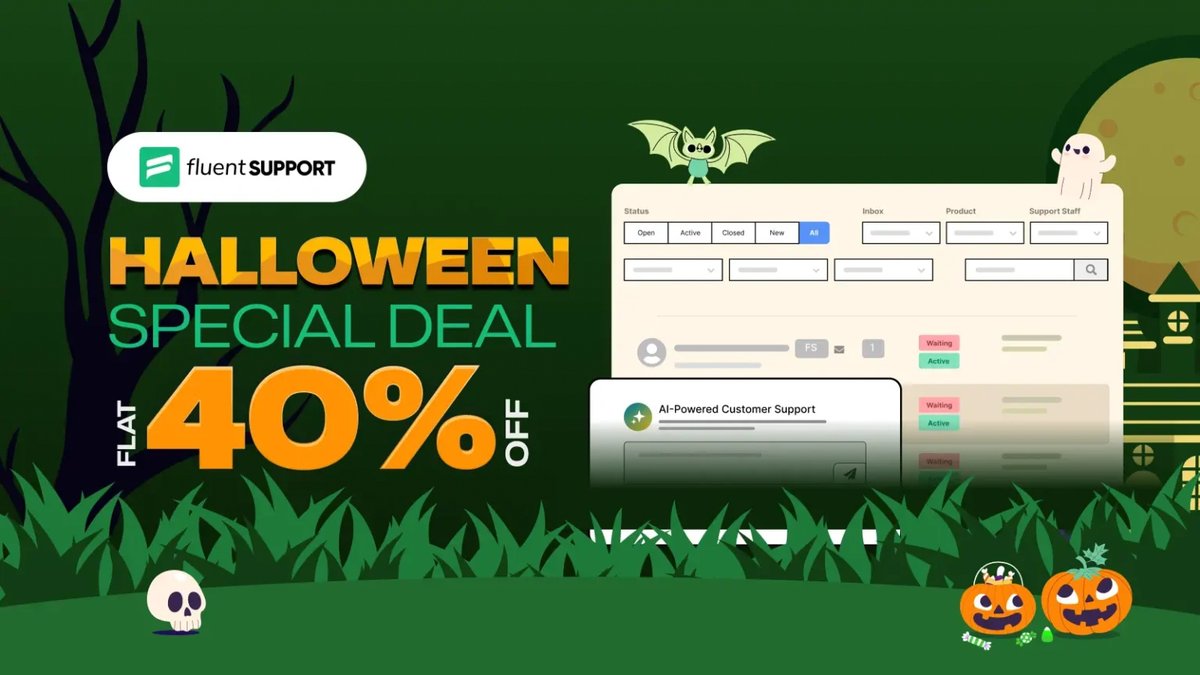 MichaelKihl's tweet image. #FluentSupport est un plugin performant pour centraliser les demandes de support directement depuis votre site WordPress.

Avec cette offre Halloween, vous pouvez économiser gros tout en offrant un service client de qualité ! 👻
