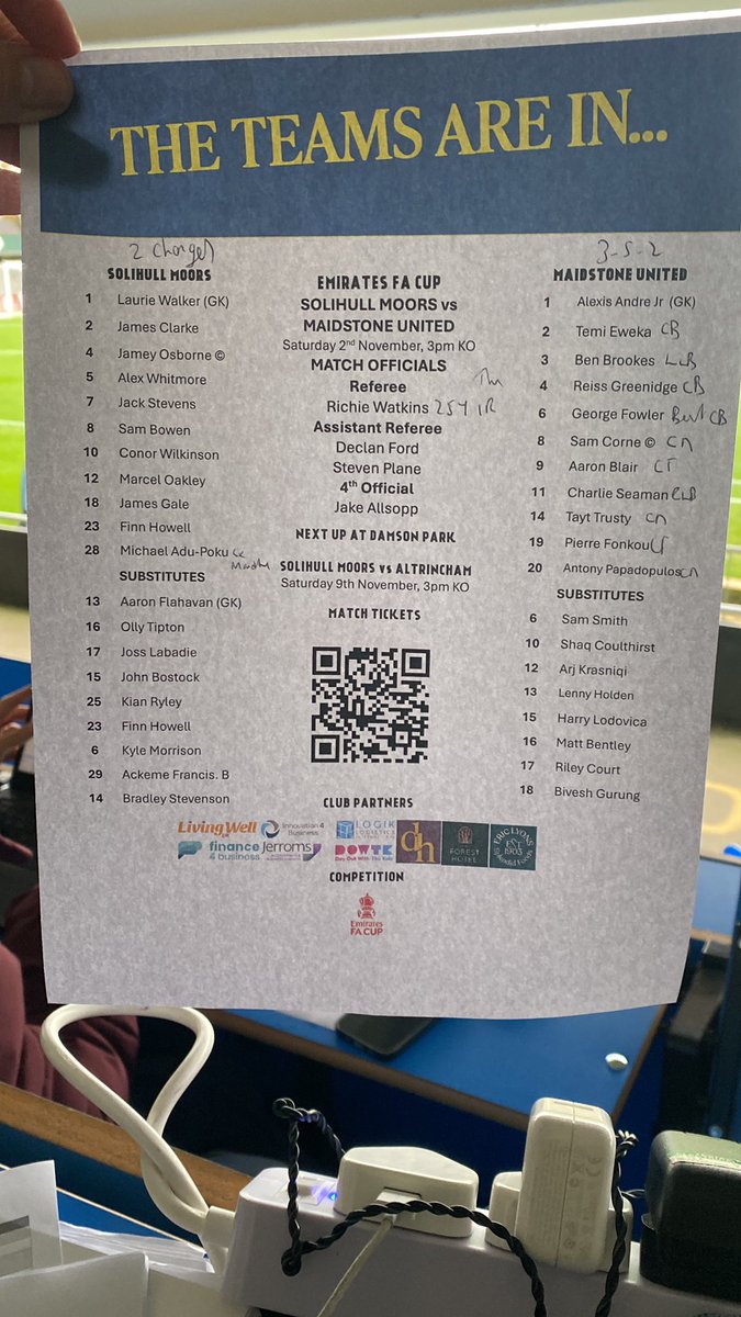 Matthew Gerrard (@matthew_gerrard) on Twitter photo Here is the team news as <a href="/maidstoneunited/">Maidstone United</a> travel to <a href="/SolihullMoors/">Solihull Moors FC</a> in the Fa Cup 1st Round. George Fowler comes back into the side as Jon Benton is now allowed to play against his parent side. Live comms online at <a href="/BBCKentSport/">BBC Sport Kent</a>. Can they create history again! Here is the team news as <a href="/maidstoneunited/">Maidstone United</a> travel to <a href="/SolihullMoors/">Solihull Moors FC</a> in the Fa Cup 1st Round. George Fowler comes back into the side as Jon Benton is now allowed to play against his parent side. Live comms online at <a href="/BBCKentSport/">BBC Sport Kent</a>. Can they create history again!