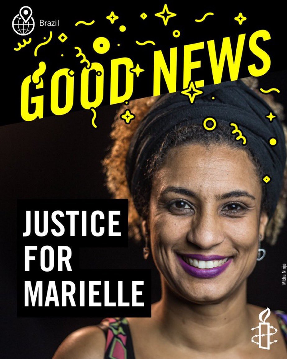 👏 2 bonnes nouvelles d’Amérique Latine.

* Fin des poursuites contre l’artiste, militante lesbienne argentine Pierina
Nochetti.

* Les auteurs matériels de l’assasinat de #MarielleFranco, assassinée il y a 7 ans, ont été condamnés.

#Argentina #Brasil #AmnestyInternational