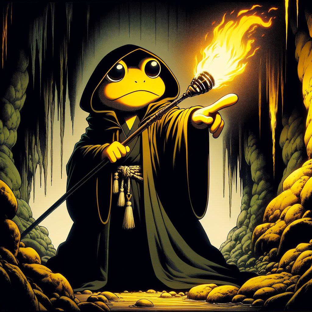 TurboToadToken's tweet photo. Through the caverns of uncertainty, I carry the torch of freedom! Follow me, brave tadpoles, as we hop past the chains of doubt and into the open skies of boundless possibilities. Freedom is just a leap away—let’s light up the path together! - artist @limsanity2021

#TurboToken https://t.co/HiXeYdcsqi