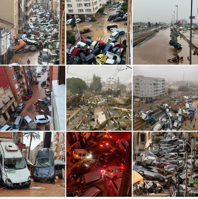 Cosmos_Science_'s tweet image. İspanya, #Valencia bölgesinde geçtiğimiz gün Sel Felaketine neden olan rekor kıran yağış değerleri:
- 1 saatte 179 mm
- 8 saatte 491 mm
- 12 saatte 650 mm+
Akdeniz havzasında (Karadeniz&apos;i de dahil edebiliriz) yeni normal;
Uzun süre kuraklık ardından kısa bir sürede Sel Felaketi