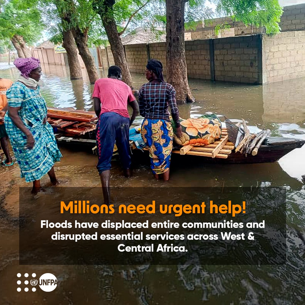 UNFPA_WCARO's tweet photo. 🤝 Your donation can save lives! Families across Chad, Niger, Nigeria, Cameroon, and beyond are struggling after devastating floods. 

Help @UNFPA provide care to those most vulnerable: ➡️  https://t.co/zgeUjQp9S1
#HumanitarianAid https://t.co/3njDgvwoVm
