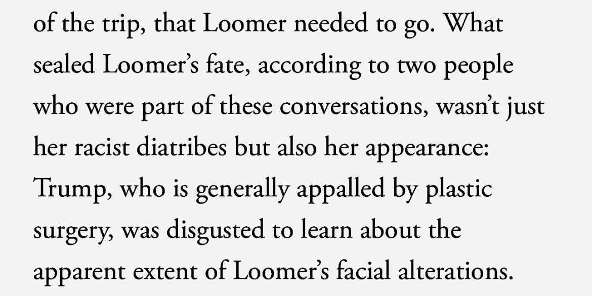 ArtCandee's tweet photo. Apparently the racism of Laura Loomer was easier to overlook but Donald Trump took a hard line at all of the plastic surgery she’s had.

😳 https://t.co/WeNb3aupqV