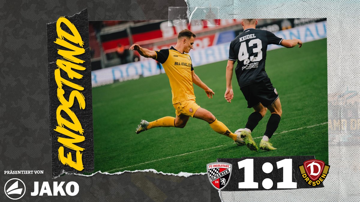 DynamoDresden's tweet photo. ⏰90'+5 Schluss! Es bleibt bei der Punkteteilung in Ingolstadt. #FCISGD 1:1 #sgd1953 https://t.co/YJvjzqQLw7
