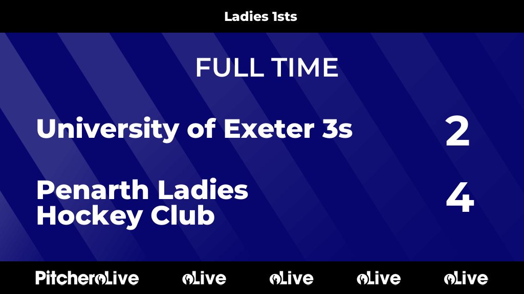 FULL TIME: University of Exeter 3s 2 - 4 Penarth Ladies Hockey Club
#UNIPEN #Pitchero
penarthladieshockey.co.uk/teams/242945/m…
