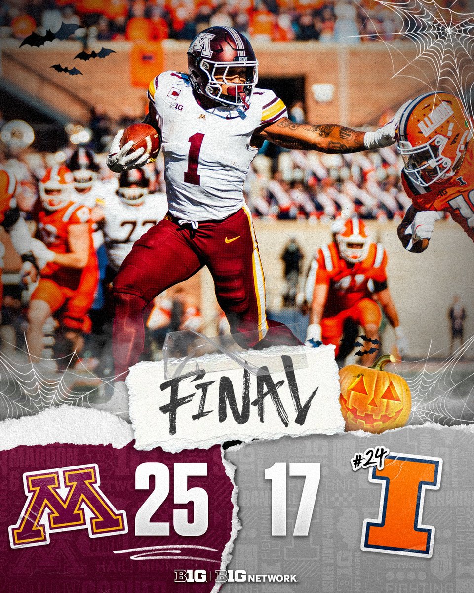 Minnesota takes down the No. 24 Illini 👏

#B1GFootball x <a href="/GopherFootball/">Minnesota Football</a>