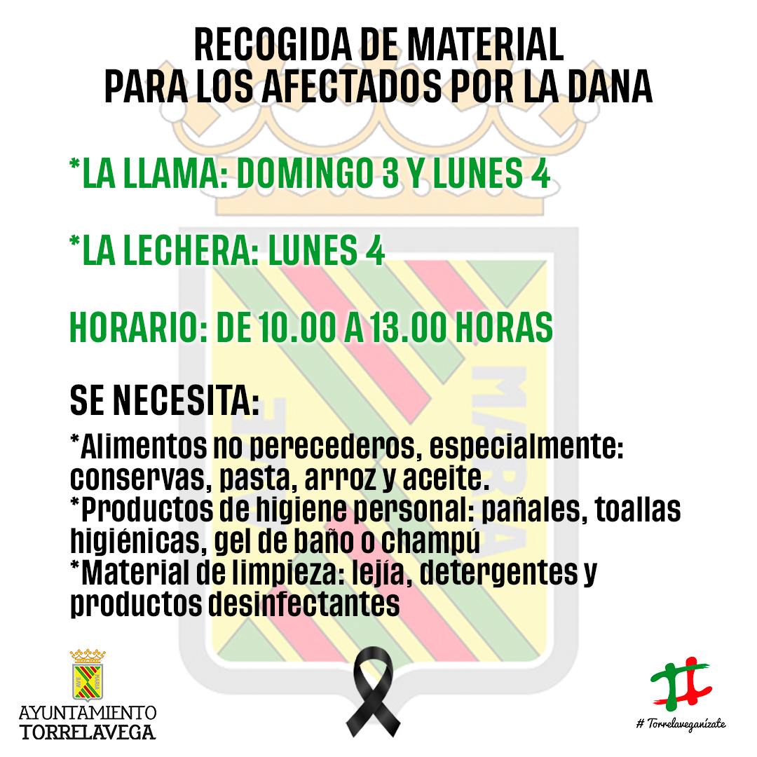 torrelavega00's tweet photo. ¡Torrelavega se mueve por los afectados de la DANA! 
Este domingo y lunes, pasa por la Plaza de La Llama, y ​​el lunes en La Lechera, para dejar tus donaciones de productos urgentes. 
Protección Civil y la Concejalía de Seguridad Ciudadana coordinan la recogida. https://t.co/QcaYv1WMCu