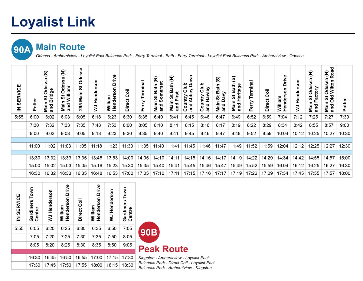 NEW transit service alert! Loyalist Township will be launching the Loyalist Link on Nov 4, with 2 routes. The main route will connect Odessa and Bath to Amherstview, running every 90 min Mon to Fri. The second will connect into Kingston in peak. More info: loyalist.ca/en/living-in-l…