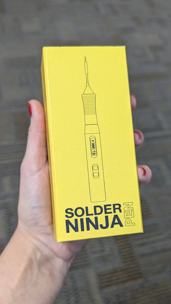 helenleigh's tweet photo. I've been waiting to get my hands on this USB-C soldering iron for two years. Delicious machined aluminum body with excellent balance, compatible with Weller tips, can take 7.5 - 45W. Amazing work @nschurando https://t.co/wcUsennLLj
