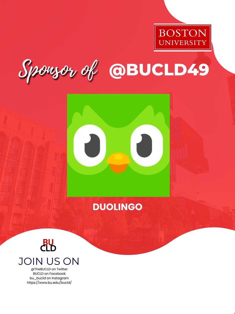 TheBUCLD's tweet image. Exciting news!
We’re thrilled to announce that Duolingo is an official sponsor of BUCLD49, supporting research and discussions on linguistics and language development.
Join us on the 49th Annual Conference on Language Development! 🌍✨