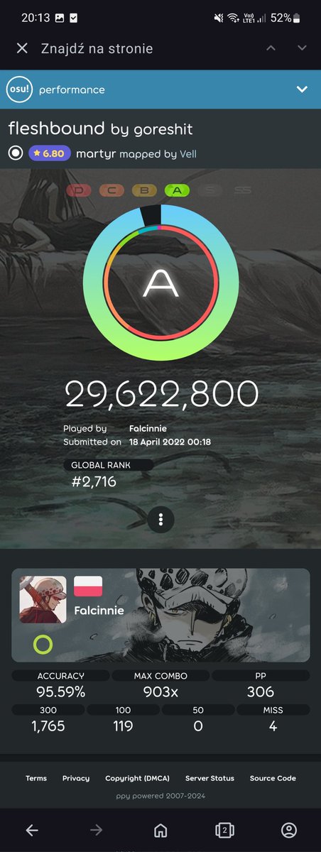 falcinnie's tweet photo. I really love that new osu rework, because this play wasn't even in my top 100 before https://t.co/ktjoTBmdJV