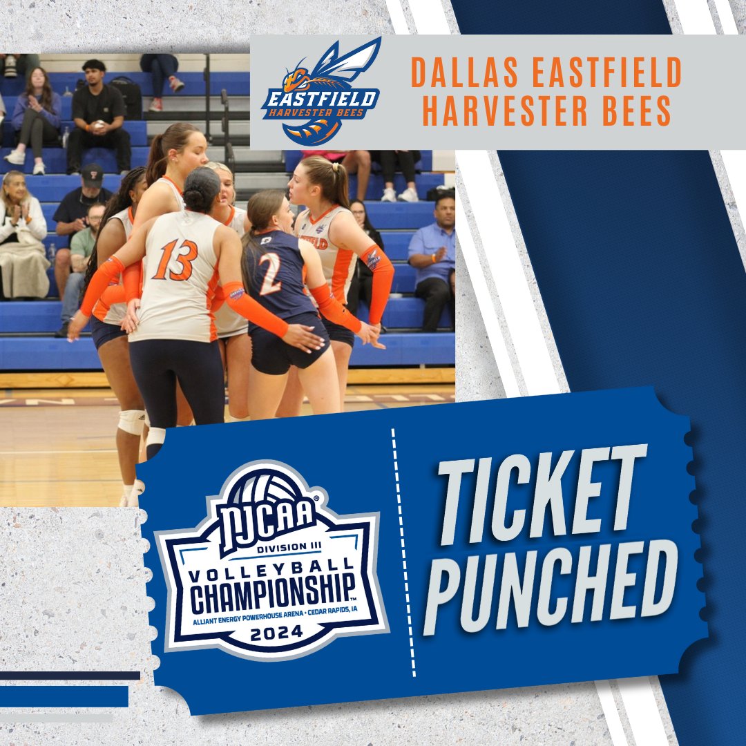 🎟️👊 The Defending Champs are 𝑰𝑵

Dallas Eastfield defeats Dallas North Lake in straight sets to earn the chance to defend their title at the 2024 #NJCAAVB DIII Championship!

njcaa.org/sports/wvball/…