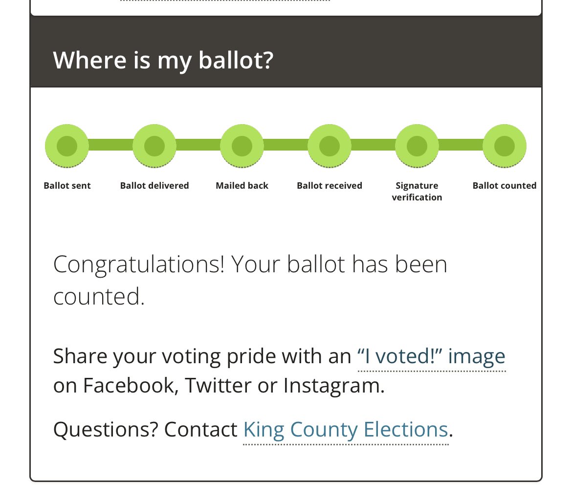 Reggie's tweet photo. In Washington State, it is easy to cast your ballot and see it move through the election process. It should be like this everywhere. I have family in Erie, PA and the issues there are incredible. https://t.co/exmtbzQJYv