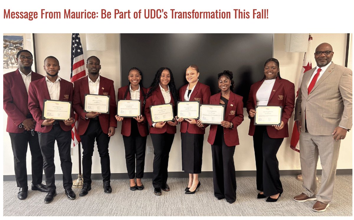 UDC is building some incredible momentum this fall! In President Edington's latest Message From Maurice, read up on some exciting updates as we roll out our new Strategic Plan and prep for Homecoming 2024, a Firebird Reunion. 

Check it out with the link

bit.ly/3YNxdmX