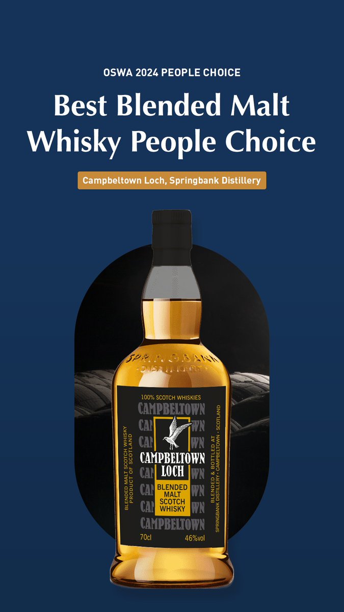 The Online Scotch Whisky Awards (@onlinescotchwa) on Twitter photo Best Blended Malt People's Choice" OSWA winner for 2024 <a href="/Springbank1828/">Springbank Whisky</a> #CampbeltownLoch Best Blended Malt People's Choice" OSWA winner for 2024 <a href="/Springbank1828/">Springbank Whisky</a> #CampbeltownLoch