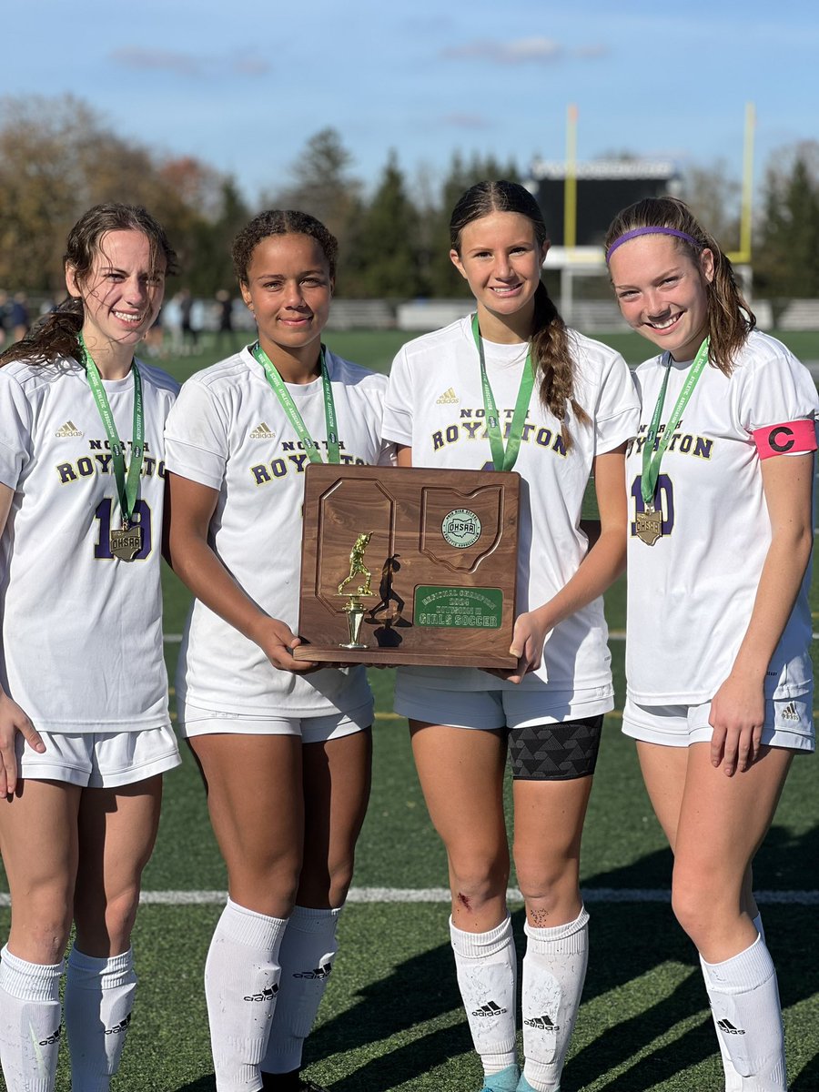 NRAthletics's tweet photo. The Division 2 Region 5 Girls Soccer CHAMPIONS!!
Our NORTH ROYALTON BEARS!!🐻 💜⚽️💛 #finalfour #columbusbound https://t.co/cmYYgYUrtd
