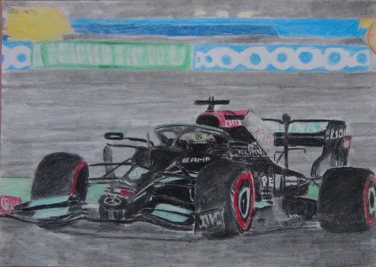 ArtsTda's tweet photo. Here is a drawing I did 3 years ago of #LEWISHAMILTON in Jeddah https://t.co/AYQlHuPZLO