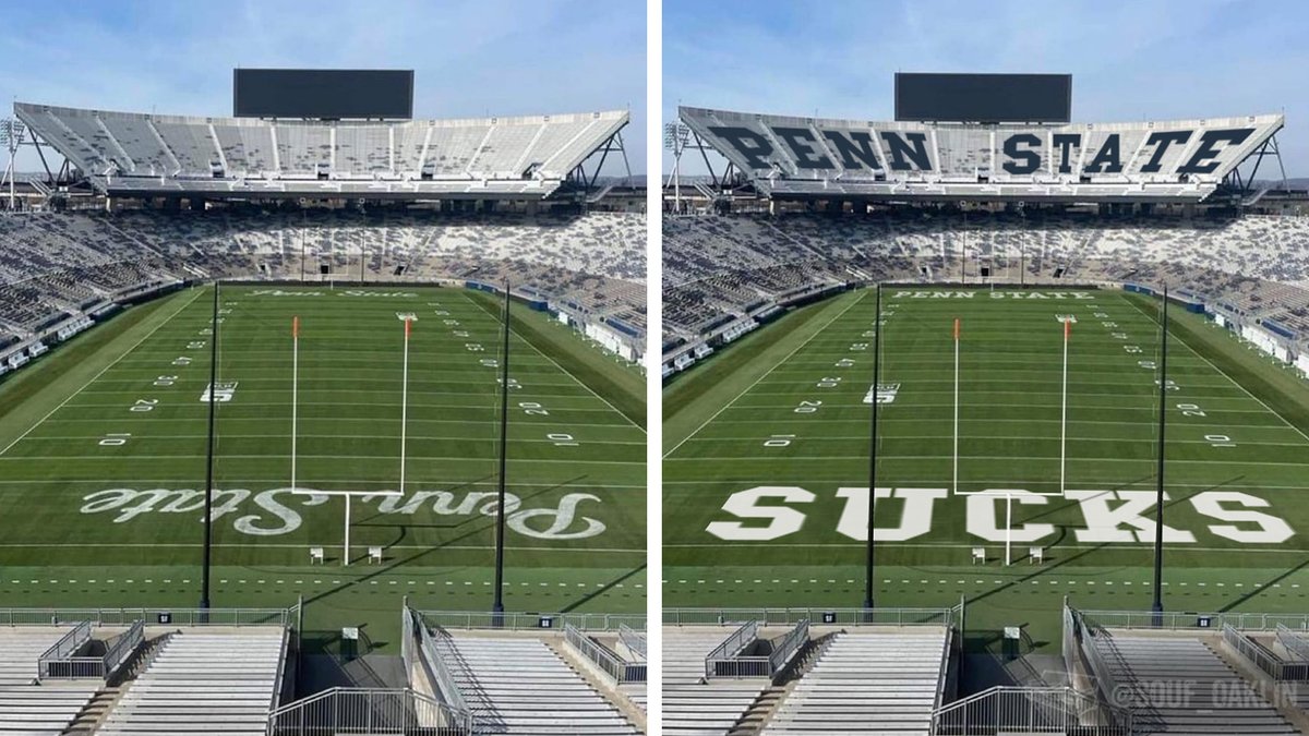 Souf_Oaklin's tweet photo. The script in the end zone looks good, yes. But we'll always prefer the original look. https://t.co/yvtUwTKxwb