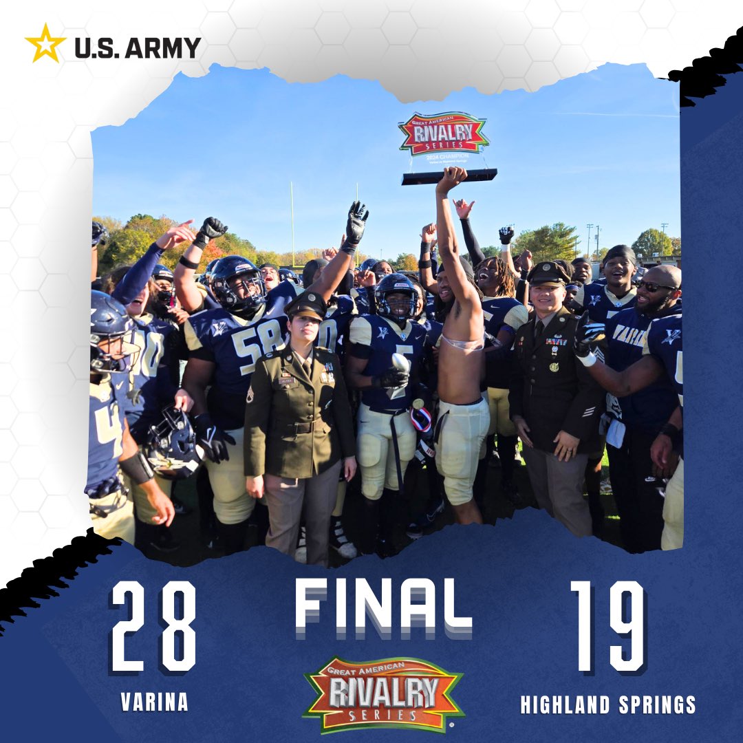 AmericanRivalry's tweet photo. Varina holds out over Highland Springs to take their win, 28-19 ❗️ #weknowsaturdaystoo https://t.co/EZCBJvQtJR