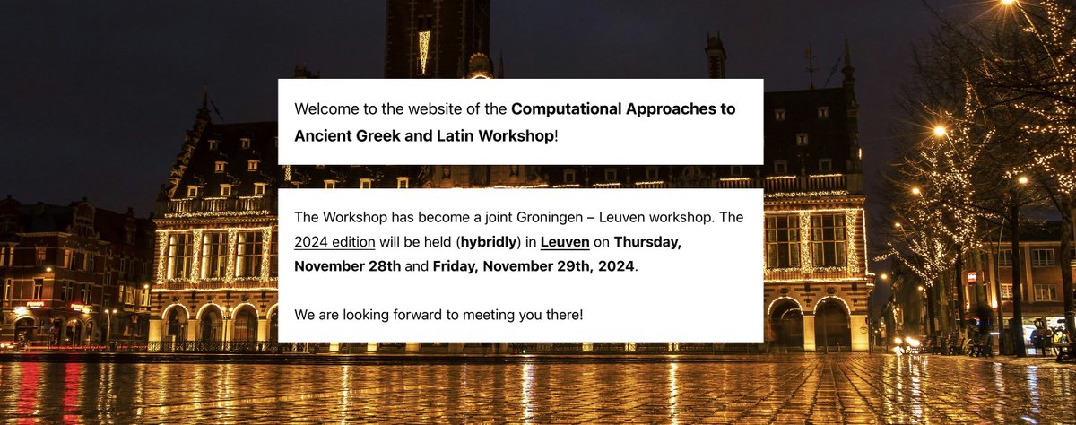 Anette Frank (@anettemfrank) on Twitter photo Frederick Riemenschneider <a href="/bowpis/">Frederick Riemenschneider</a> from <a href="/HD_NLP/">Heidelberg University NLP Group</a> to give an invited talk at the Computational Approaches to Ancient Greek and Latin Workshop at ULeuven soon! Lovers of NLP and Ancient Languages not to miss the event! 🤩 #nlproc #DigitalHumanities #digiclass Frederick Riemenschneider <a href="/bowpis/">Frederick Riemenschneider</a> from <a href="/HD_NLP/">Heidelberg University NLP Group</a> to give an invited talk at the Computational Approaches to Ancient Greek and Latin Workshop at ULeuven soon! Lovers of NLP and Ancient Languages not to miss the event! 🤩 #nlproc #DigitalHumanities #digiclass