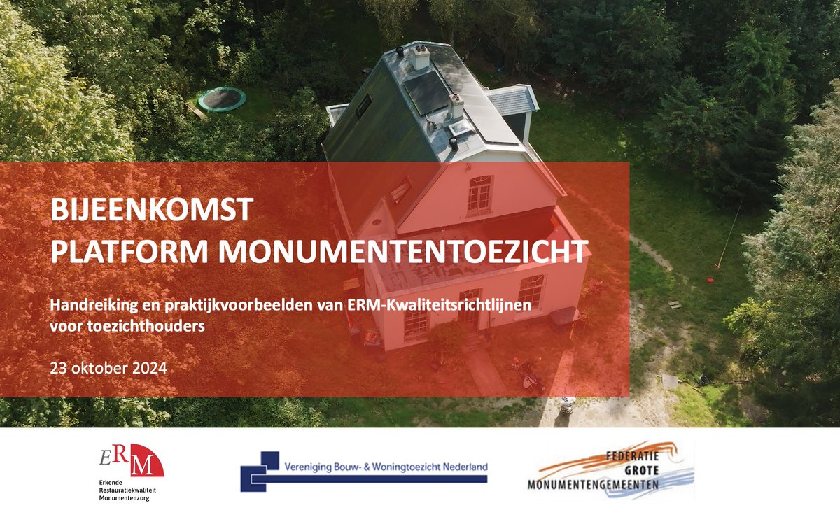 Geslaagde bijeenkomst 'Handreiking en praktijkvoorbeelden van ERM-kwaliteitsrichtlijnen voor toezichthouders. Bekijk de impressie van het Platform Monumententoezicht #toezichthouders: stichtingerm.nl/nieuws/impress…

<a href="/stichtingerm_NL/">stichting ERM_official</a>
<a href="/BWTinfo/">BWTinfo</a>
@MonumentenGem