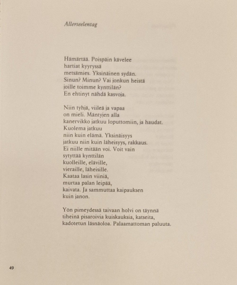 Rauhaisaa pyhäinpäivää Lassi Nummen runolla
#pyhäinpäivä