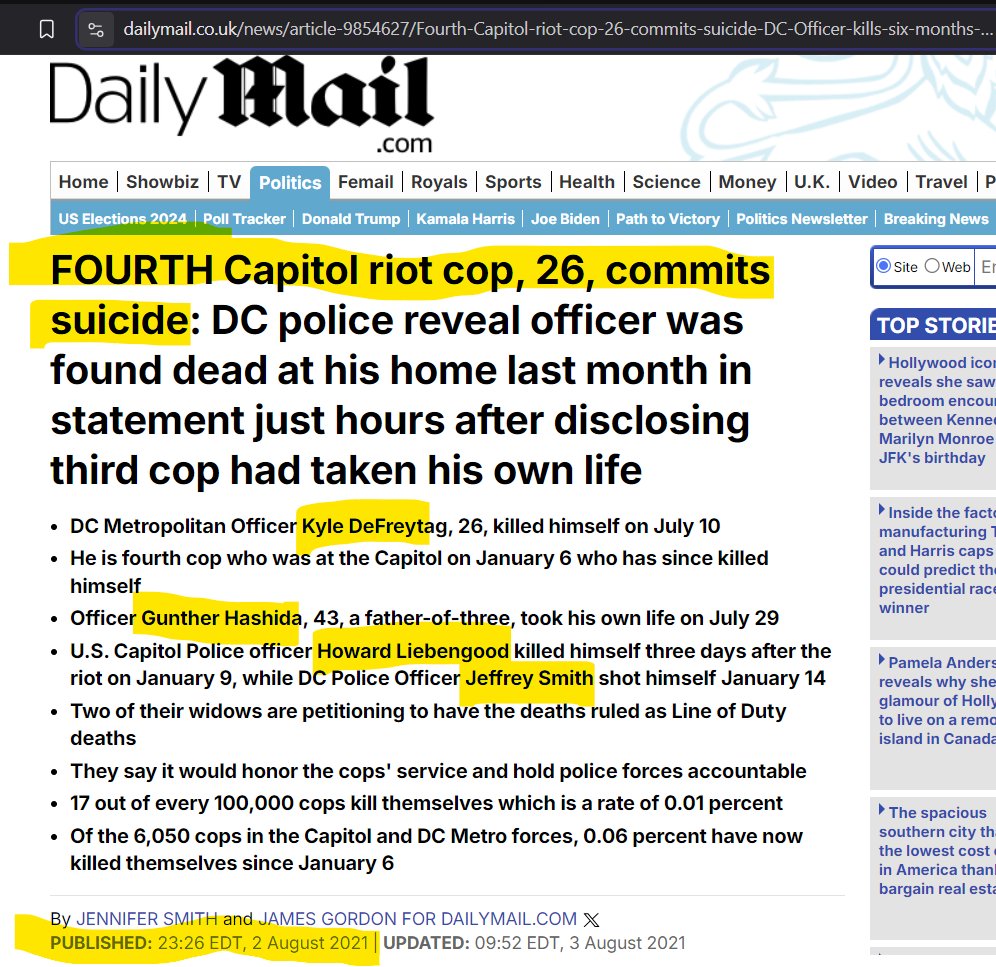 seaurch25465826's tweet photo. @TuckerCarlson @SenRonJohnson @julie_kelly2 @mirandadevine @TuckerCarlson @ggreenwald @DarrenJBeattie
Do not forget January 6th's five #arkancided law enforcement guys (who wouldn't play along with the hoax?):
Senate Sergeant at arms Michael Stenger; & four (ludicrously-)alleged "suicides"๐ https://t.co/bRXQAvWtjm