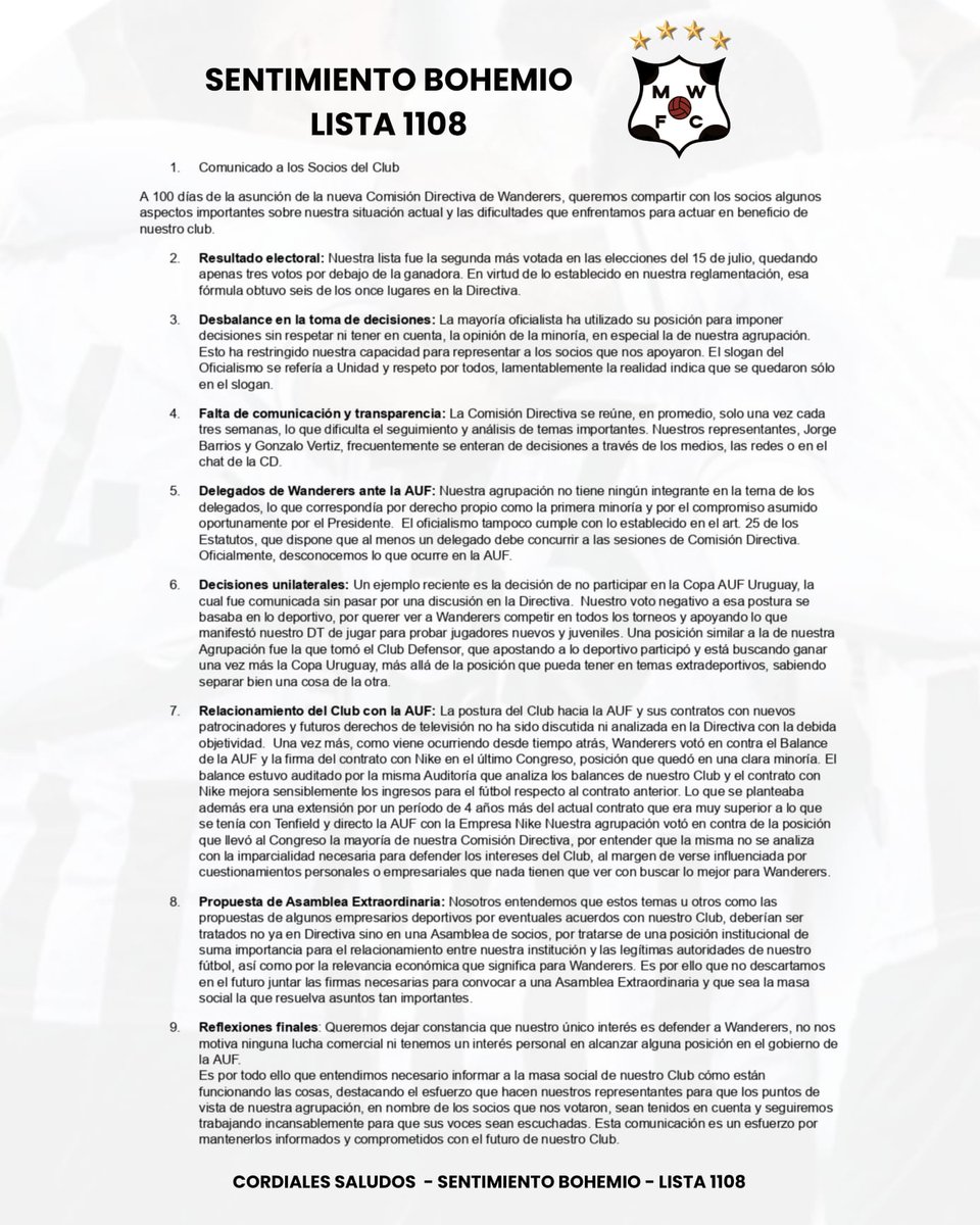 Lista1108Sb's tweet photo. ⚫⚪⚫
Al Socio Bohemio y a la sociedad futbolera en general.
#wanderersuruguay #lista1108 #sentimientobohemio https://t.co/tKrMKKYfIt