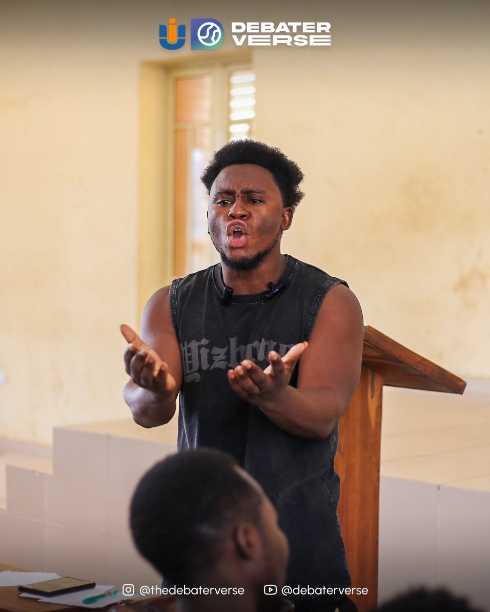 thedebaterverse's tweet photo. Battle lines drawn, words sharpened.
Word War VI: Day 2 Highlights from Ilorin.
With, intellect and linguistic prowess on display!!!
#WordWarVI #debaterverse https://t.co/OJS6oclMNI