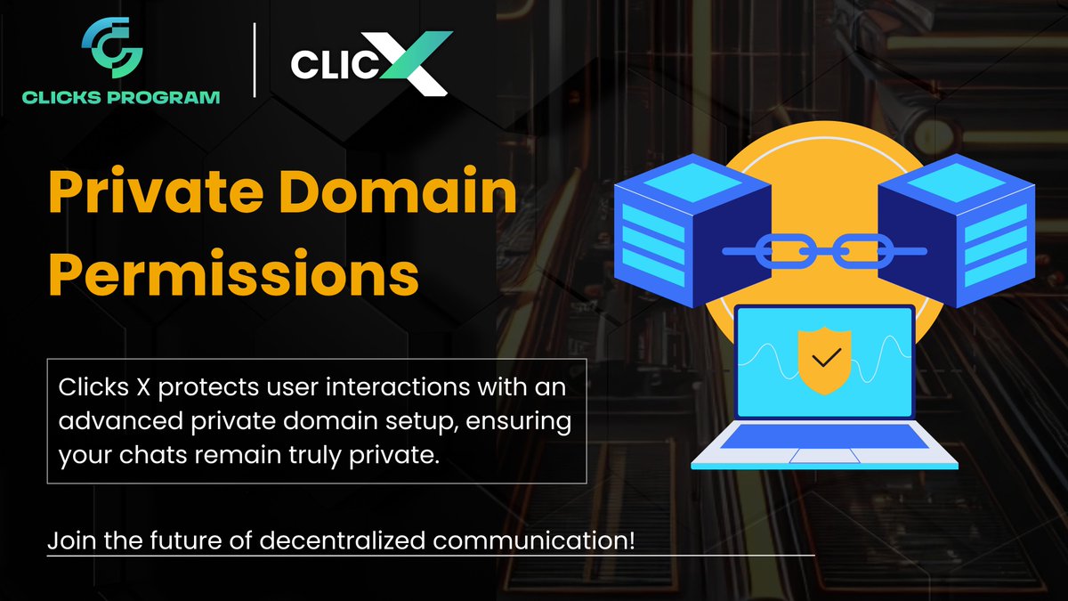 ClicksX_IM's tweet photo. π‘οΈ Private Domain Permissions for every chat!
Clicks X protects user interactions with an advanced private domain setup, ensuring your chats remain truly private.
#ClicksX #Web3Privacy #Blockchain #Clickstoken #CDAO #BNB #Defi #Web3 #Airdrop #AirdropCrypto https://t.co/kFO0Ba6CS6