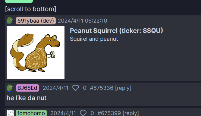 马斯克转发评论松鼠概念，大的已经2000w，这是pump里最老的og概念，市值1w
ca:6Kux5SjotjDwoYzFujzjzFnD28wwRmsUqXN9gFk7ieab