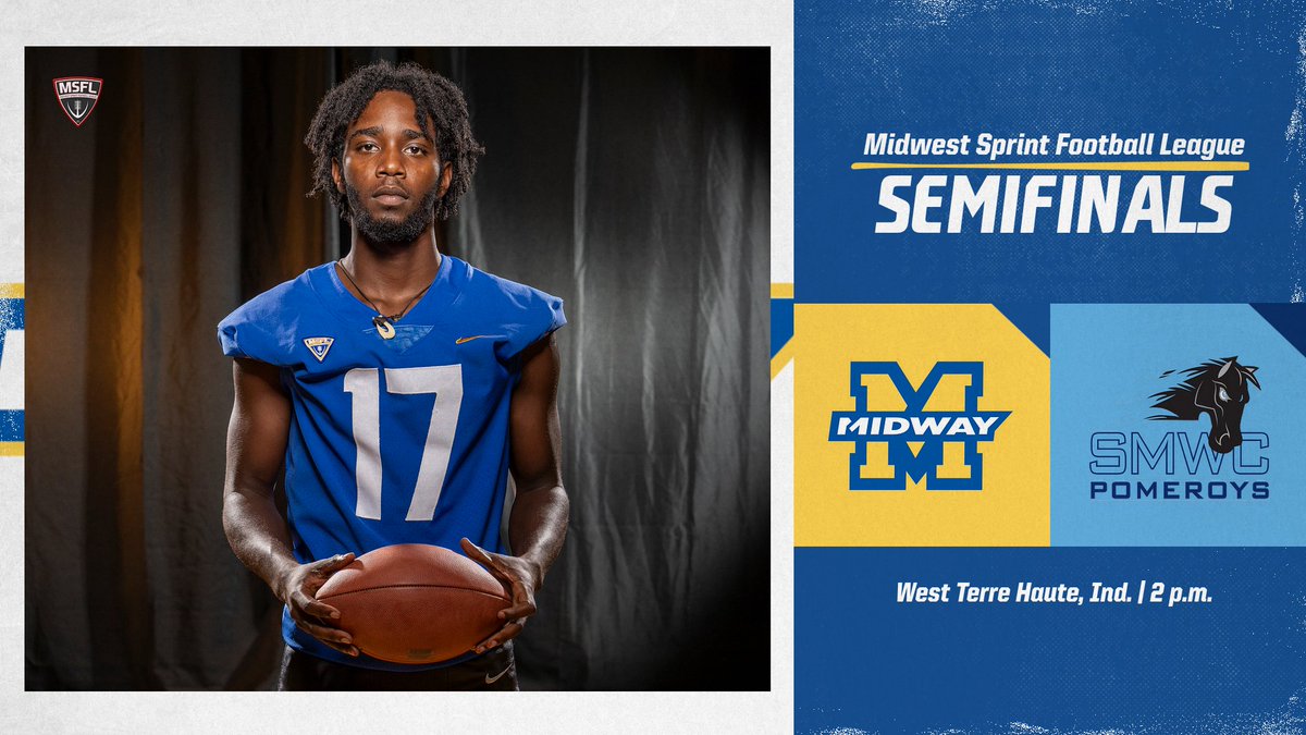 🚨SEMIFINALS🚨

No. 4 @midwayuniversity_football 🆚 No. 1 SMWC
📍: West Terre Haute, Ind.
⏰: 2 p.m.
📈: tinyurl.com/3ycbezbe
📺: tinyurl.com/3sr43usj

#GoMidwayEagles #EagleNation #EagleEmpire