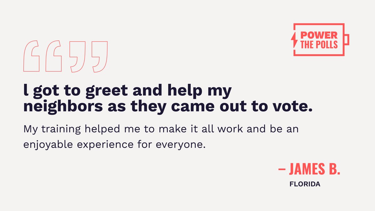 PowerThePolls's tweet photo. At the end of the (long but fulfilling) day, being a poll worker is all about helping people vote. If you're a poll worker this year, thank you for your service. And if not, thank the poll workers when you vote! To support a future election, visit https://t.co/kTI9EGrTJU today. https://t.co/Q2lrcyDB4F